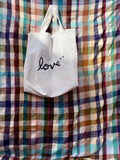 Handmade white tote bag with love embroidery — Souhaib Creative Service Morocco